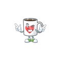 Funny face cup coffee love cartoon character style with Wink eye