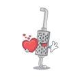 Funny Face exhaust pipe cartoon character holding a heart Royalty Free Stock Photo