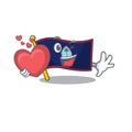 Funny Face flag guam cartoon character holding a heart