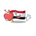 Funny Face flag syria Scroll cartoon character With heart