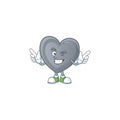 Funny face grey love cartoon character style with Wink eye