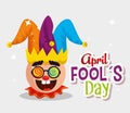 funny face with joker hat to fools day celebration