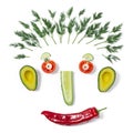 Funny face made of different vegetables