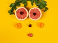 Funny face made of fresh fruits and berries Royalty Free Stock Photo