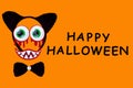 Orange Halloween background with Halloween props