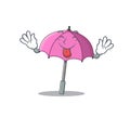 Funny face pink umbrella mascot design style with tongue out Royalty Free Stock Photo