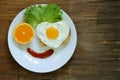 Funny face serving breakfast, fried egg, toast Royalty Free Stock Photo