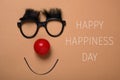 Funny face and text happy happiness day