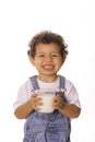 Funny face toddler with glass of milk Royalty Free Stock Photo