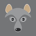 Funny face wolf dog on gray background. Vector Royalty Free Stock Photo