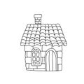 Funny fairy tale house children coloring page isolated on white