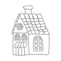 Funny fairy tale house children coloring page isolated on white