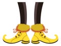 Funny fairytale character legs. Cute yellow boots