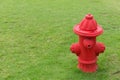 Red Fire hydrant on green grass field