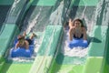 Funny Fall on Water Slide Royalty Free Stock Photo