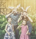 Funny Family Easter Portrait - Retro