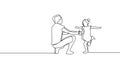 Funny family time with childhood concept of father and his daughter continuous one line drawing vector illustration Royalty Free Stock Photo