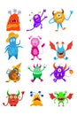 Funny fantasy monster collection. Fairy monster set.