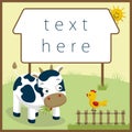 Funny farm animals cartoon with frame border for text Royalty Free Stock Photo
