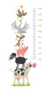 Funny farm animals meter wall or height chart Royalty Free Stock Photo