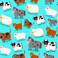 Funny farm animals and pets seamless collection