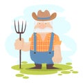 A funny farmer cartoon character