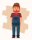 Funny farmer. Cartoon vector illustration.