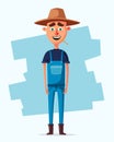 Funny farmer. Cartoon vector illustration.