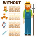 Farmer character man infographic agriculture person farm profession rural gardener worker people vector illustration.