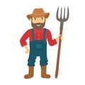 Funny farmer character with a pitchfork