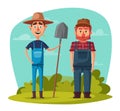 Funny farmers. Cartoon vector illustration.