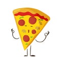 Funny fast food pizza slice icon