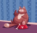 Funny fat cat. Cartoon vector illustration. Character design Royalty Free Stock Photo