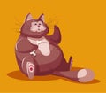 Funny fat cat. Cartoon vector illustration. Character design Royalty Free Stock Photo