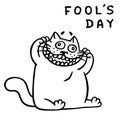 Funny fat cat makes a comic face. Vector Illustration. Royalty Free Stock Photo