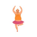 Funny fat man dancing in tutu dress cartoon vector Illustration on a white background Royalty Free Stock Photo