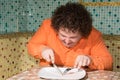 Funny fat man and an empty plate. Diet and a healthy lifestyle. Royalty Free Stock Photo