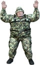 Funny Fat Soldier, Surrender, Isolated