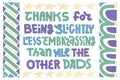 Funny Fathers Day card. Horizontal layout. Royalty Free Stock Photo