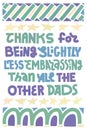 Funny Fathers Day card. Vertical layout. Royalty Free Stock Photo