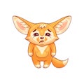 Funny fennec fox looks with sadness