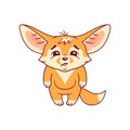 Funny fennec fox looks with sadness