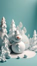 Funny figure of a snowman in winter Christmas festive landscape. Christmas sale. Holiday background. AI generative Royalty Free Stock Photo