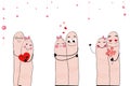 Funny finger couple valentine day card vector