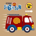 Funny fire truck vector cartoon