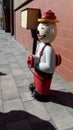 Funny fireman. Fire hydrant.