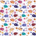 Funny Fish Pets Muzzles and Food Seamless Pattern