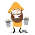 Funny fisherman with fishes in buckets Royalty Free Stock Photo
