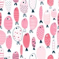 Funny fishes seamless childish pattern