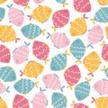 Funny fishes seamless pattern. Vector colorful characters in hand-drawn cartoon scandinavian style. Ideal for baby textiles, Royalty Free Stock Photo